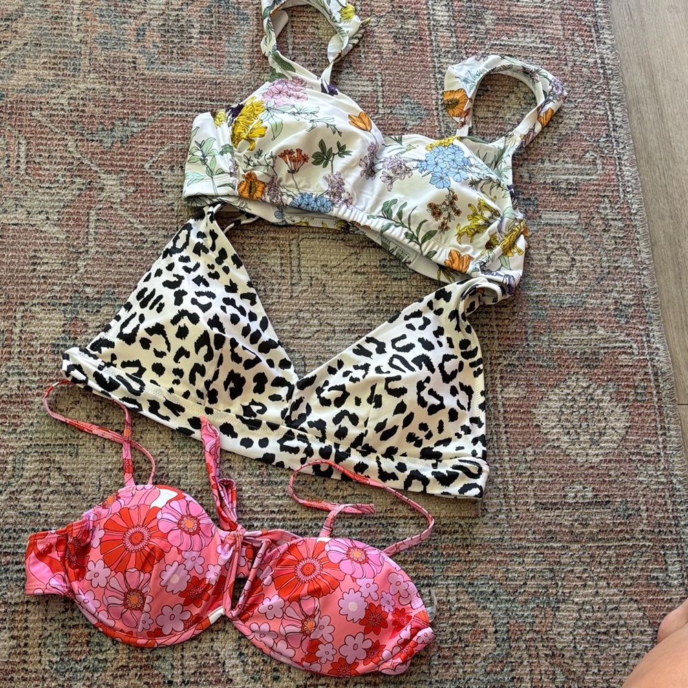 Floral and Animal print swim tops